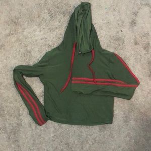 Green and red cozy cropped hoodie